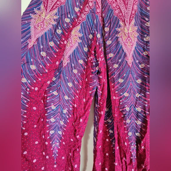 Bohemian Red and Purple Wide Leg Pants - Picture 6 of 7